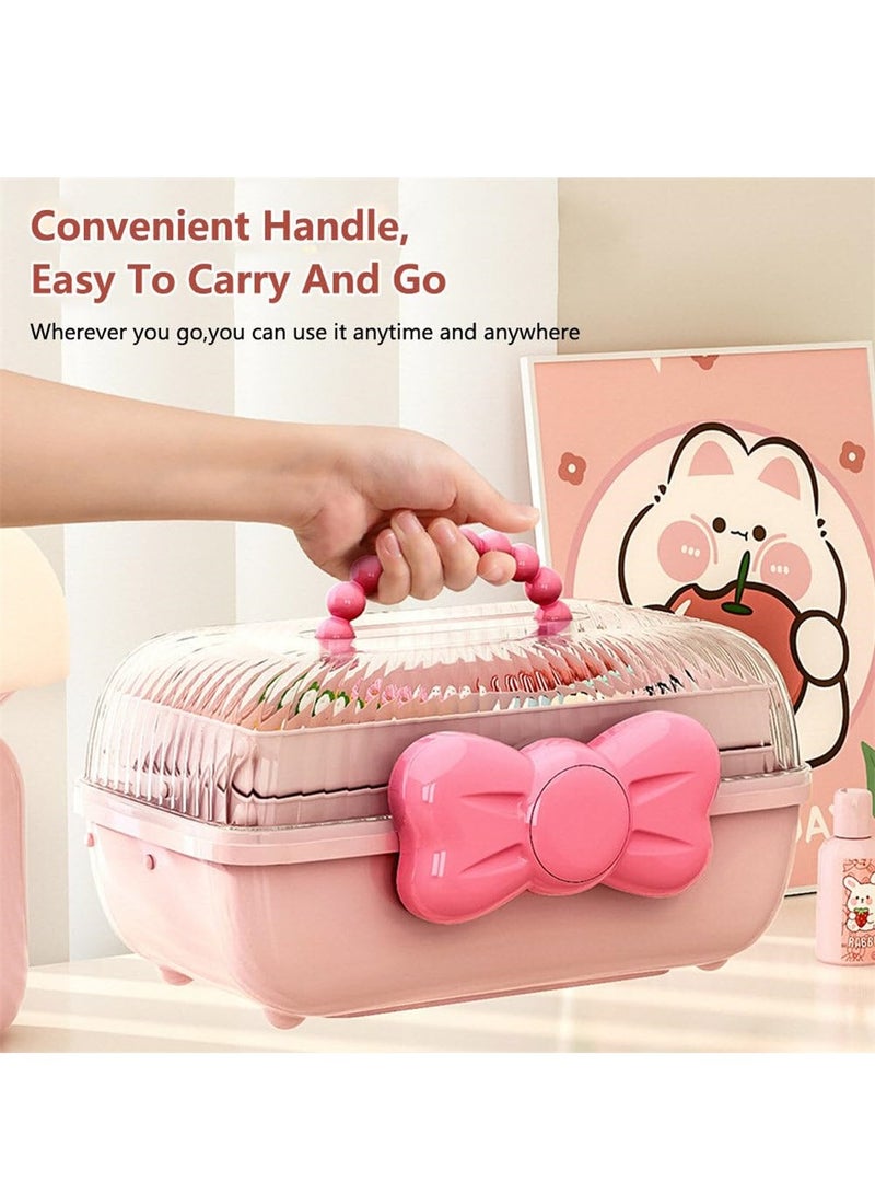 Jewelry Box for Girls, Cosmetics Storage Box, Little Girl Hair Accessory Display Case, Cute Lockable Jewelry Organizer Container for Hairpin Barrette, Practical Travel Gift for Girls & Women