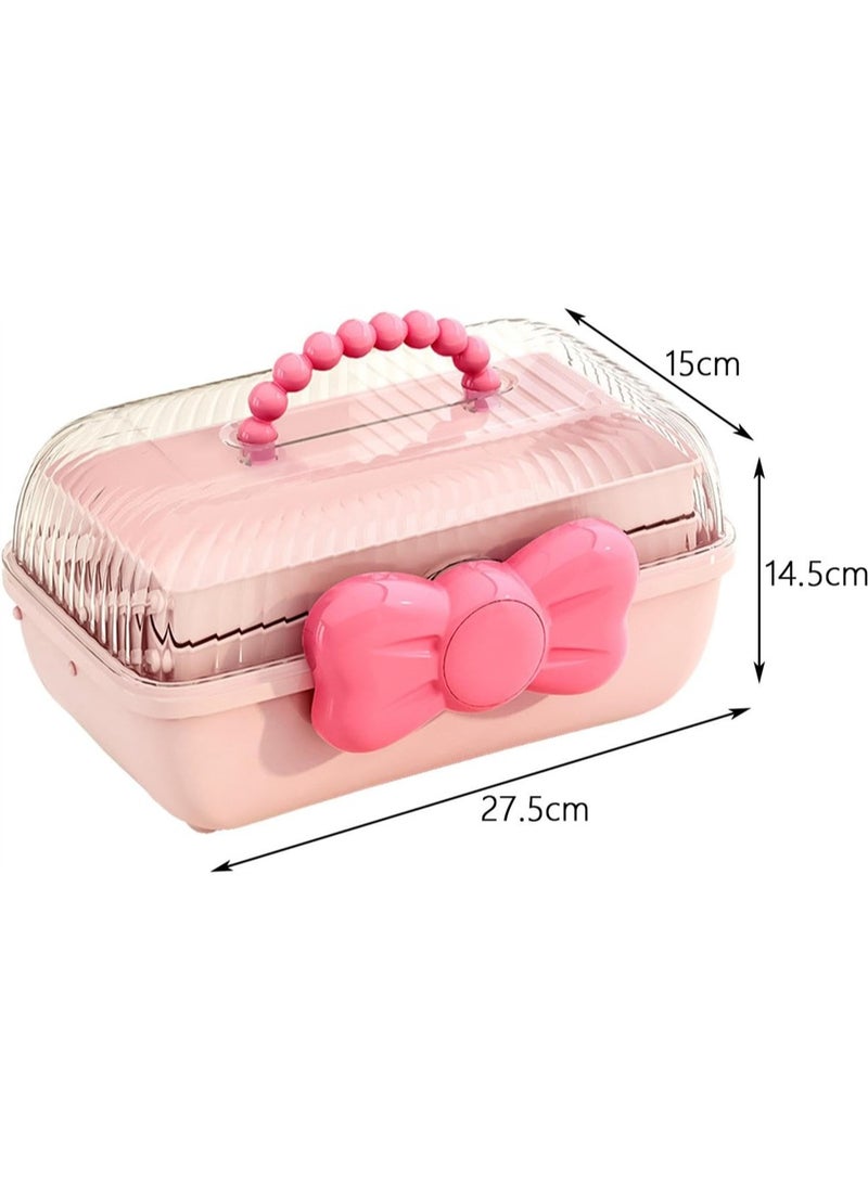 Jewelry Box for Girls, Cosmetics Storage Box, Little Girl Hair Accessory Display Case, Cute Lockable Jewelry Organizer Container for Hairpin Barrette, Practical Travel Gift for Girls & Women