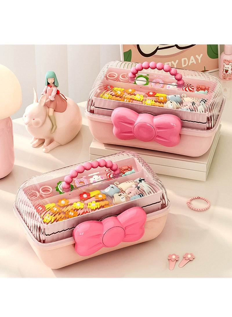 Jewelry Box for Girls, Cosmetics Storage Box, Little Girl Hair Accessory Display Case, Cute Lockable Jewelry Organizer Container for Hairpin Barrette, Practical Travel Gift for Girls & Women