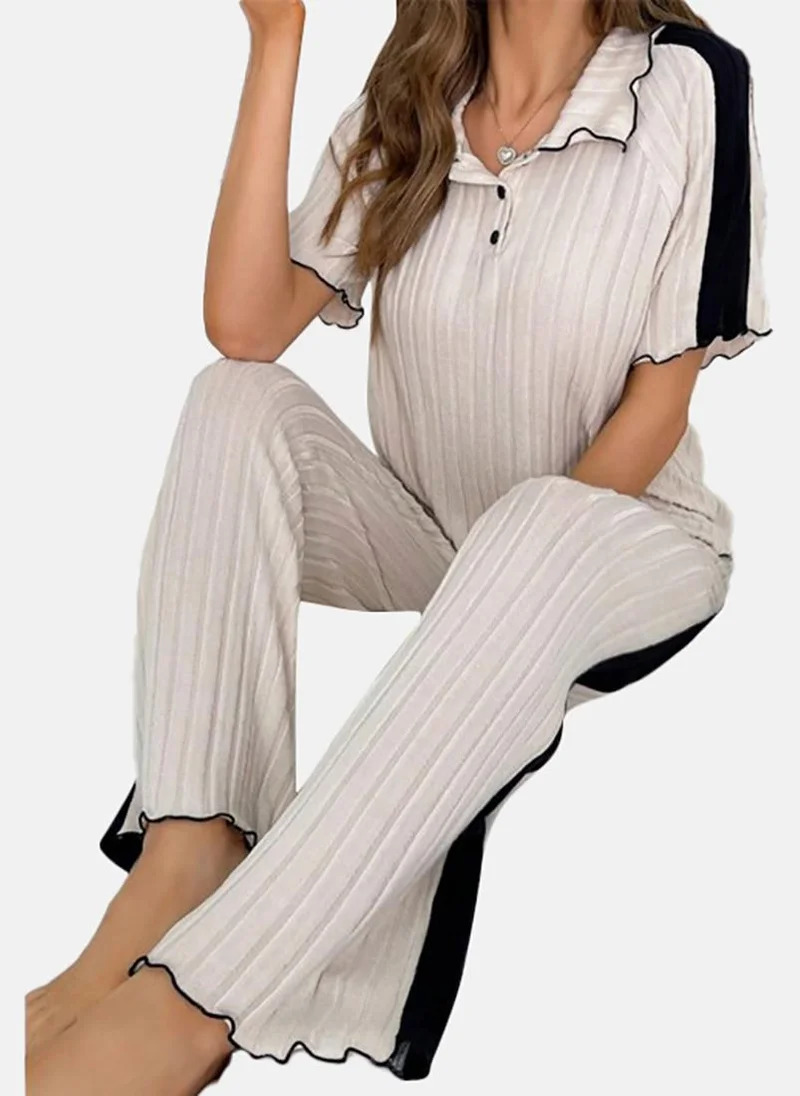 يونيكي Off White Solid Pyjamas & Top