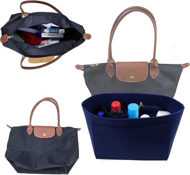 Lckaey منظف حقيبة اليد إدراج لـ Longchamp منظف حقيبة إدراج لحقيبة Longchamp Le Pliage منظف كبير بلون البيج - Image 5