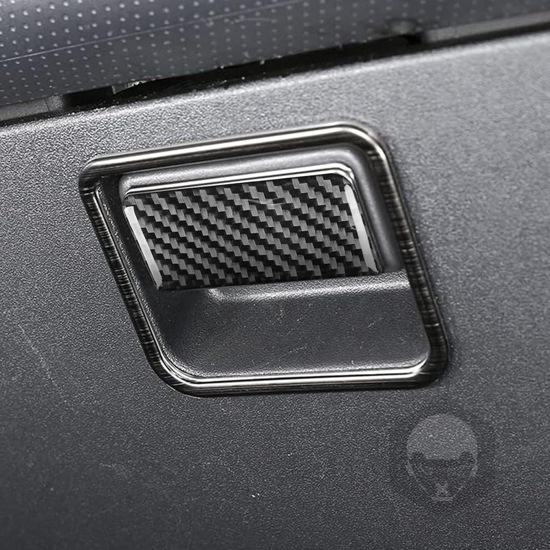 PJFUS Real Soft Black Carbon Fiber Car Co-Pilot Passenger Side Glove Storage Box Handle Switch Panel Sticker Auto Premium Interior Accessories Compatible with Toyota FJ Cruiser 2007-2021 - Image 4