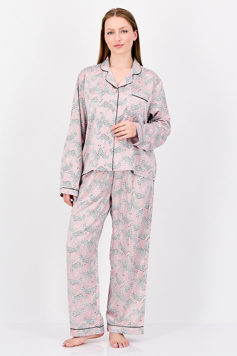 Marilyn Monroe Women 2 Pieces Animal Print Short Sleeve Pyjama Set, Multicolor - Image 1