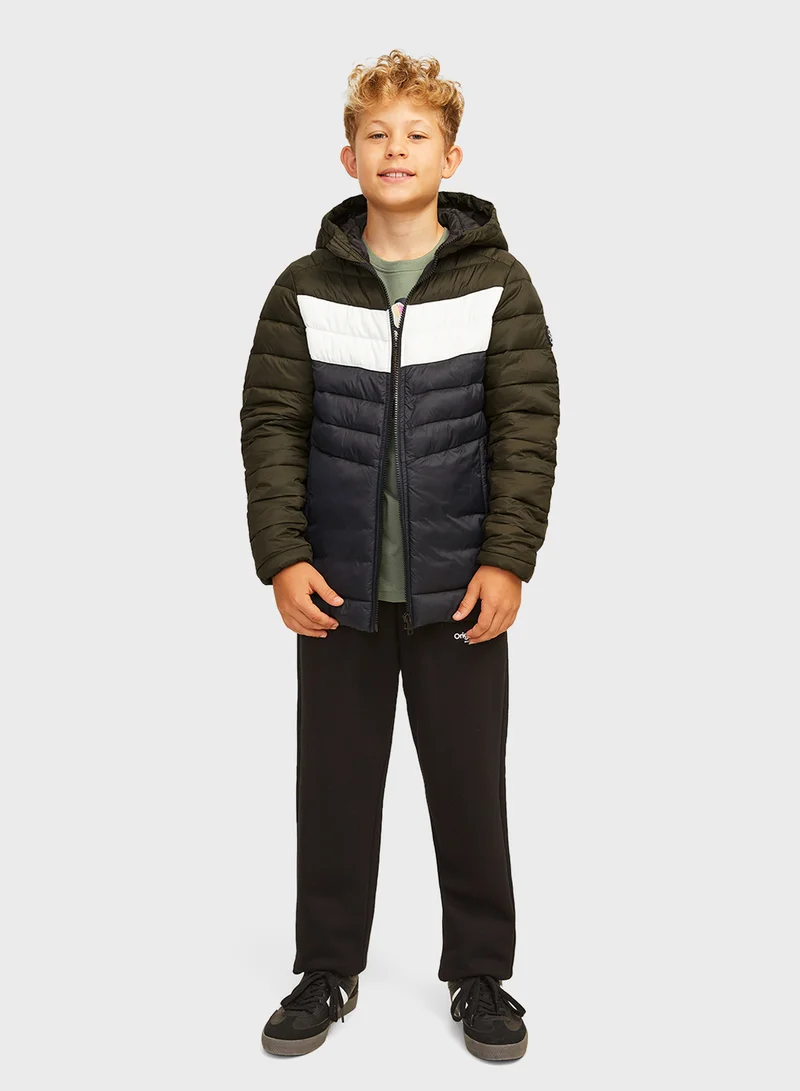 جاك وجونز جونيور Youth Color Block Quilted Zip Through Jacket