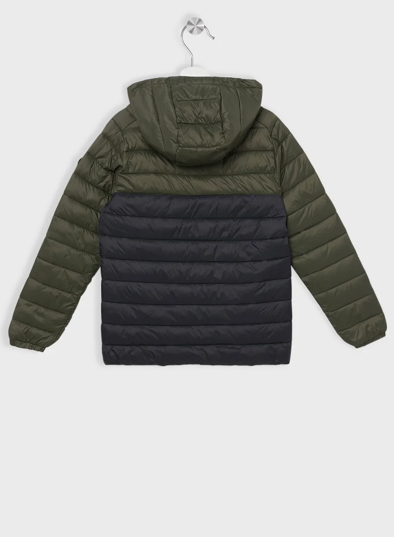 جاك وجونز جونيور Youth Color Block Quilted Zip Through Jacket