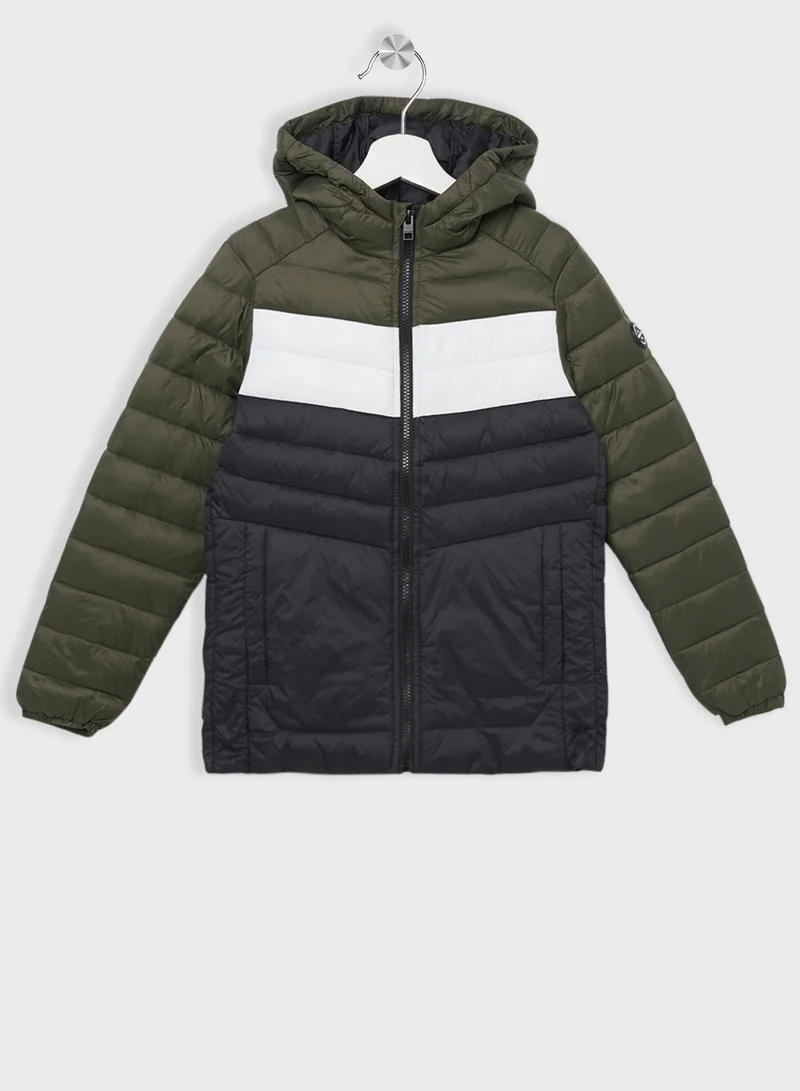جاك وجونز جونيور Youth Color Block Quilted Zip Through Jacket