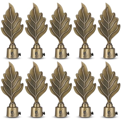 JKC Antique Zinc Alloy Leaf Curtain Brackets - Curtain Bracket Set with Curtain Knobs and Rod End Cap, Ideal Curtain Knob Solution - Pack of 10 Pcs - Image 1