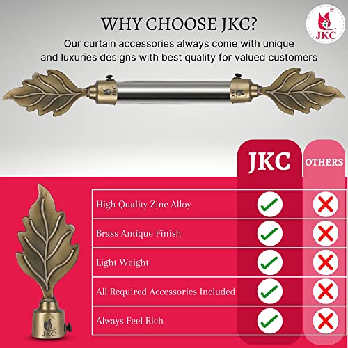 JKC Antique Zinc Alloy Leaf Curtain Brackets - Curtain Bracket Set with Curtain Knobs and Rod End Cap, Ideal Curtain Knob Solution - Pack of 10 Pcs - Image 4