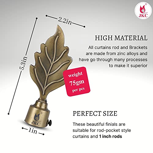 JKC Antique Zinc Alloy Leaf Curtain Brackets - Curtain Bracket Set with Curtain Knobs and Rod End Cap, Ideal Curtain Knob Solution - Pack of 10 Pcs - Image 2