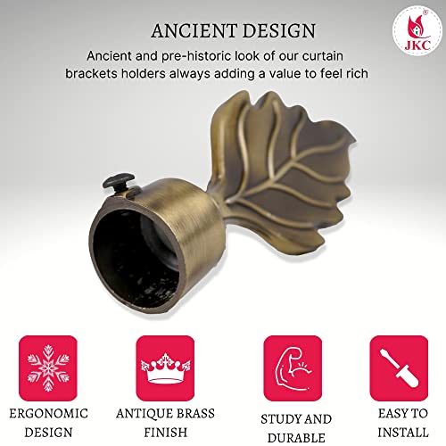 JKC Antique Zinc Alloy Leaf Curtain Brackets - Curtain Bracket Set with Curtain Knobs and Rod End Cap, Ideal Curtain Knob Solution - Pack of 10 Pcs - Image 3