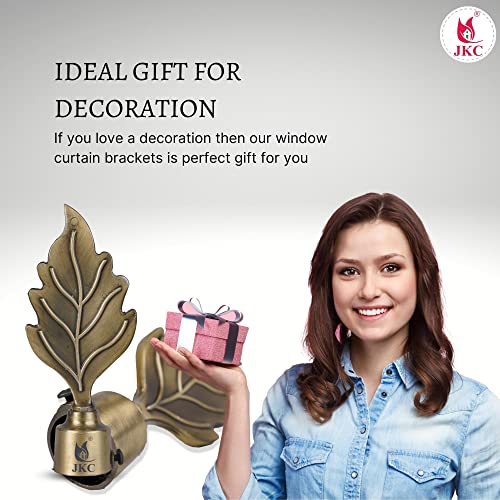 JKC Antique Zinc Alloy Leaf Curtain Brackets - Curtain Bracket Set with Curtain Knobs and Rod End Cap, Ideal Curtain Knob Solution - Pack of 10 Pcs - Image 5