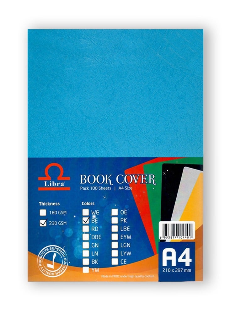 Libra Book Cover Embossed Leather Board A4 230gsm Blue 100 Sheets - Image 2