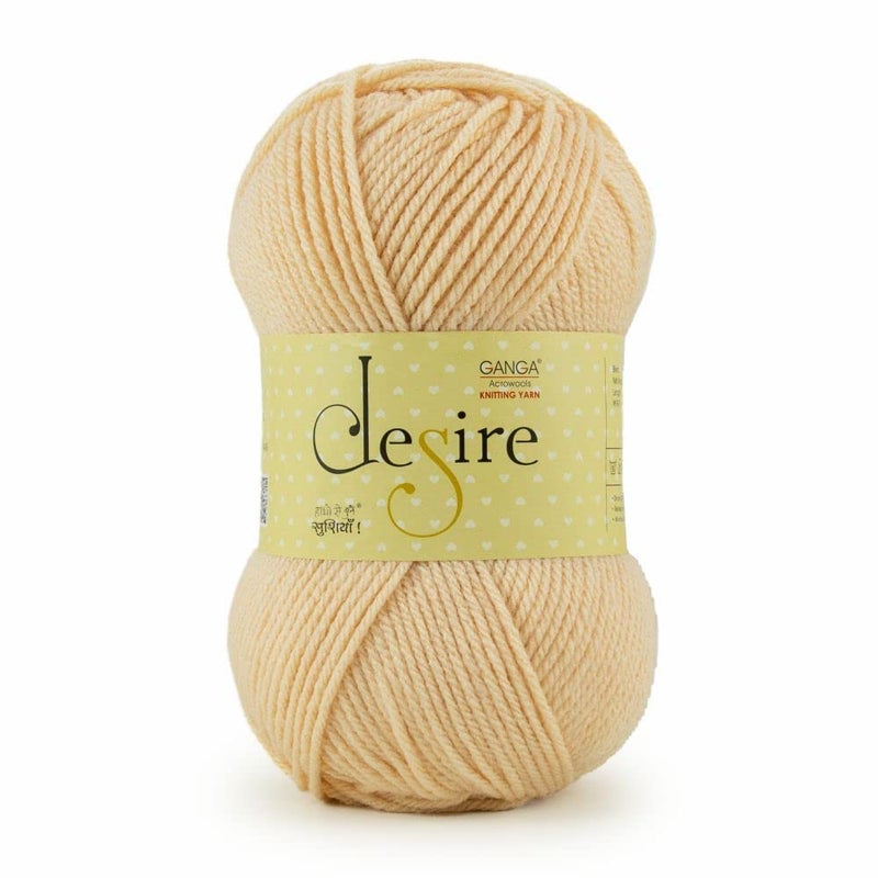 Ganga Acrowools Acrylic Desire Hand Knitting and Crochet Yarn. Pack of 1 Ball - 100Gms. Shade No - Dsr030, Beige - Image 5
