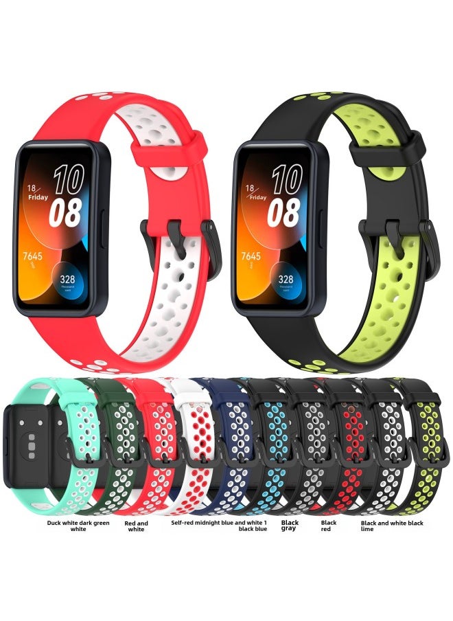 Generic - Suitable For Huawei Bracelet 8 Two-color Strap Huawei Bracelet Huawei Band8 Two-color Nike Strap-Color:Black + Blue - Image 1