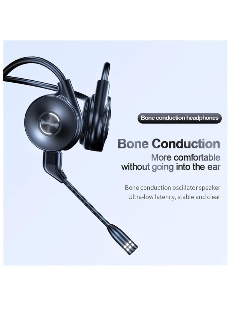 Zikra Bone Conduction Sports Gaming Headset Bluetooth 5.0, Wireless Stereo Open-Ear Headphones with Noise-Canceling Boom Microphone, for Running Hiking Home Office Conference Calls, Black - Image 2