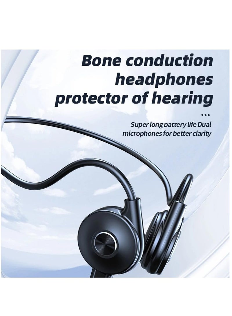 Zikra Bone Conduction Sports Gaming Headset Bluetooth 5.0, Wireless Stereo Open-Ear Headphones with Noise-Canceling Boom Microphone, for Running Hiking Home Office Conference Calls, Black - Image 4