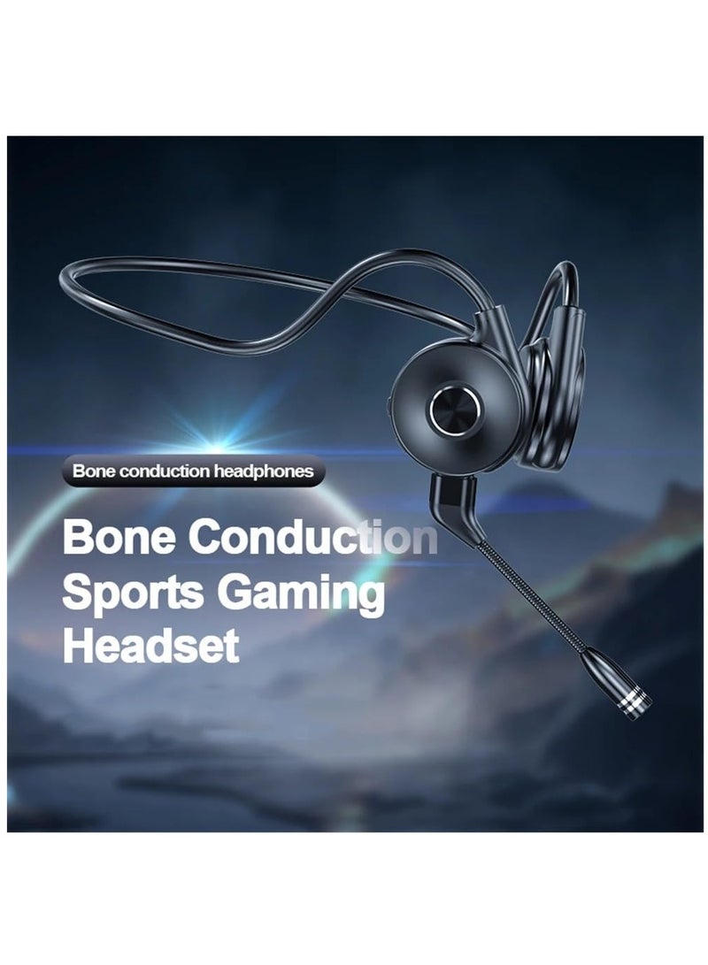 Zikra Bone Conduction Sports Gaming Headset Bluetooth 5.0, Wireless Stereo Open-Ear Headphones with Noise-Canceling Boom Microphone, for Running Hiking Home Office Conference Calls, Black - Image 5