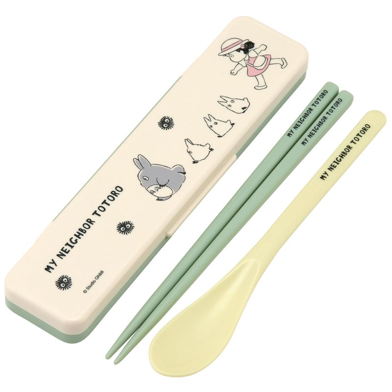 Skater Totoro Utensil Set - Includes Reusable Chopsticks, Spoon and Carrying Case - Authentic Japanese Design - Durable, Dishwasher Safe - Marching - Image 1