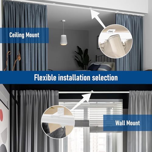 YMDparts Curtain Tracks Ceiling Wall Mounted Room Divider Curtain Rods Track Ceiling Curtain Track or Wall 6 FT with Hooks Curtain Tracks White Suitable for Living Room Bedroom Bathroom - Image 3