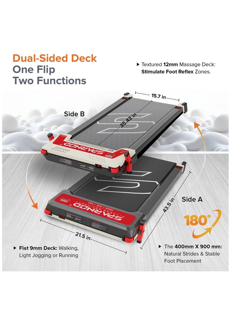 Sparnod Fitness STH-3003 3-in-1 Double-Sided Walking Pad Treadmill for Home Use with Acupressure Massage Pad, 1-6 km/h, 5 Massage Speed Modes, LED Display, Incline, 2.5 HP Motor, Supports Up To 120 kg - Image 3