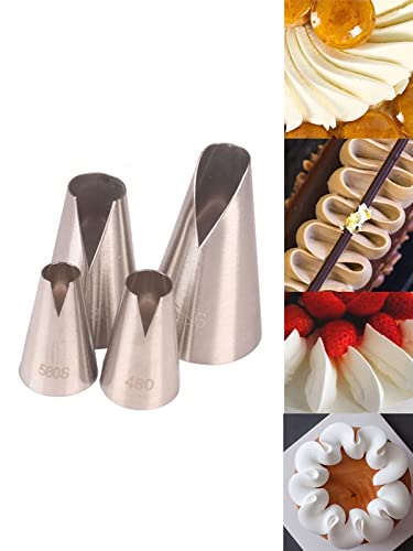 St Honore Piping TipsVshaped wave Pastry Tips Cake Decorating Nozzles Tips Piping Kit for Pastry Cupcakes Cakes Cookies4 Pcs