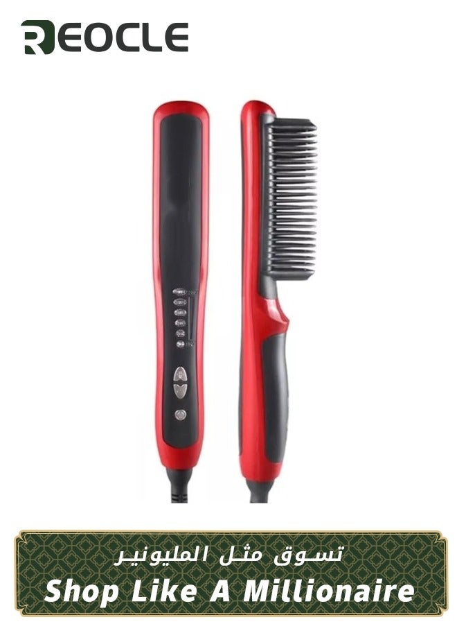 REOCLE Hair Straightener Brush Hair Iron with Built-in Comb Fast Heating & 5 Temp Settings & Anti-Scald Perfect for Professional Salon at Home Reduces Styling Time - Image 1