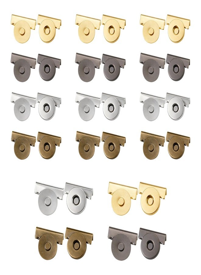 KIBBEH 16 Sets Strong Magnetic Snaps Buttons, Heavy-Duty Sew On or No-Sew Closure for Bag Making, Leather Projects, Purses, Totes and Coats (Dark Gray, Gold, Silver, Copper) - Image 1