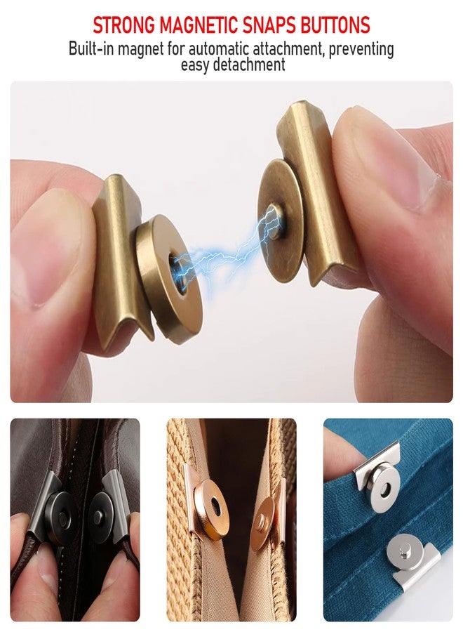 KIBBEH 16 Sets Strong Magnetic Snaps Buttons, Heavy-Duty Sew On or No-Sew Closure for Bag Making, Leather Projects, Purses, Totes and Coats (Dark Gray, Gold, Silver, Copper) - Image 2