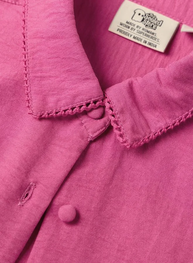 The Souled Store  Pink Regular Fit Textured Shirt for Women | Best Price UAE