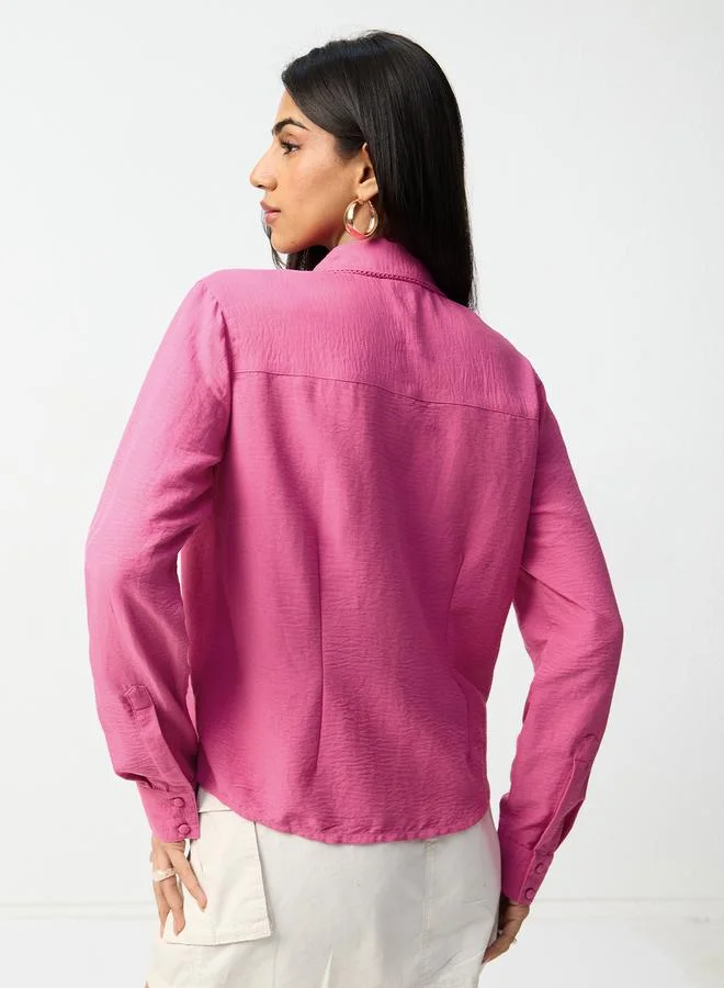 The Souled Store  Pink Regular Fit Textured Shirt for Women | Best Price UAE
