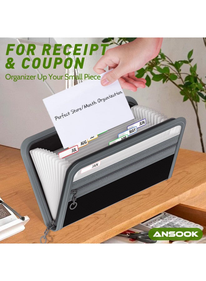Ansook Coupon Receipt Organizer,13 Pockets Small Accordian File Organizer Holder, Glove Box Organizer,Monthly Budget Planner Organizer - Image 1