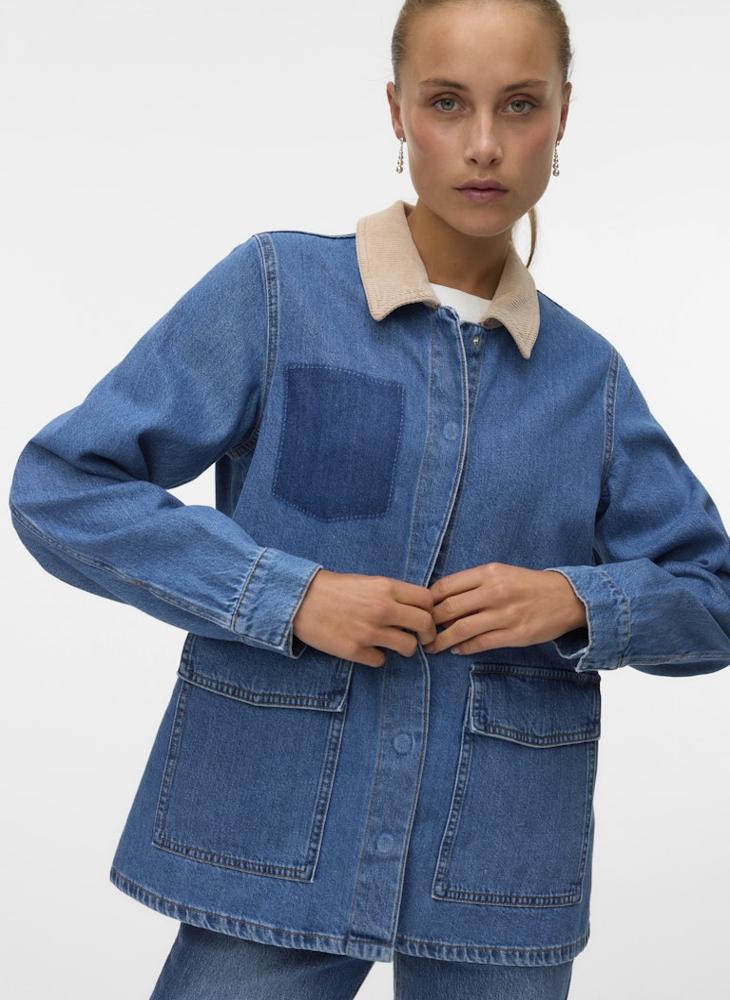 فيرو مودا جاكيت دنيم بأكمام طويلة للعمل من فيمنيا - Image 1