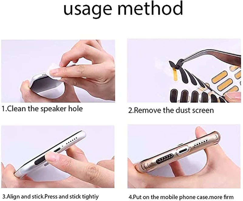 Kidoca Mobile Phone Anti Dust Plug Adhesive Mesh Net Speaker Stickers for Universal Android & iPhone Protector Mobile Accessories (Dust Protector 24 Pcs Cloth-Black) - Image 4