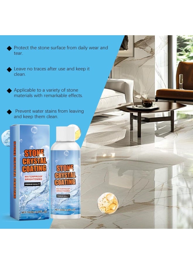 Jakehoe Stone Crystal Coating, Furniture Polish  Restoration Care Beeswax, Odorless Granite Brighten Crystal Plating Agent, Waterproof Marble Furniture Stain Remover, Stone Polish Protection 100ml - Image 3