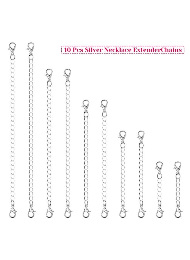 anezus 10Pieces Necklace Extenders Jewelry Extenders For Necklaces Silver Bracelet Extender Chain Extenders For Necklace Bracelet And Jewelry Making Assorted Sizes  - Image 2