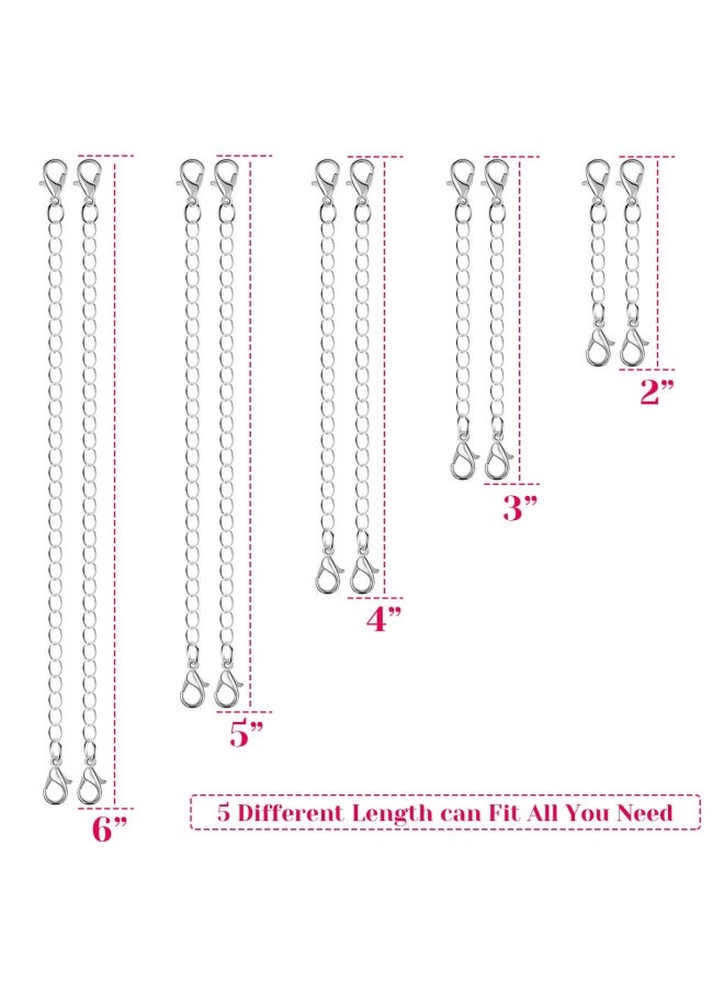 anezus 10Pieces Necklace Extenders Jewelry Extenders For Necklaces Silver Bracelet Extender Chain Extenders For Necklace Bracelet And Jewelry Making Assorted Sizes  - Image 3