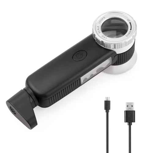 Amoper 30X Jewelry Loupe with 7 Light, USB Rechargeable Foldable Handheld Magnifying Glass with Jade Appraisal Flashlight for Jewelry Appraisal, Coins, Gemstones - Image 1