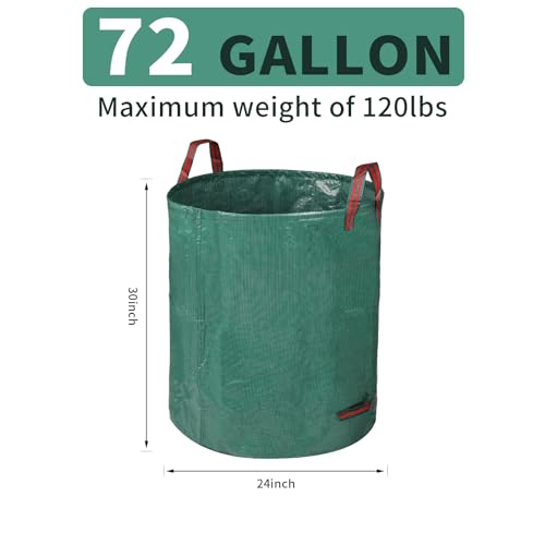 Srkmxzr 3 Pack Yard Waste Bags 72 Gallon Lawn and Leaf Bags Reusable Heavy Duty Garden Bags for Collecting Leaves Waste Container for Clean Up Outdoor Debris Leaves Grass Clippings - Image 3