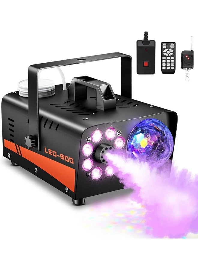 L&E Smoke Machine, Fog Machine with Disco Ball Lights, 600W and 3000CFM with 13 Colorful LED Lights Effect, Wireless Remote Control, Suitable for Parties, Wedding, Halloween, and DJ Stage - Image 1