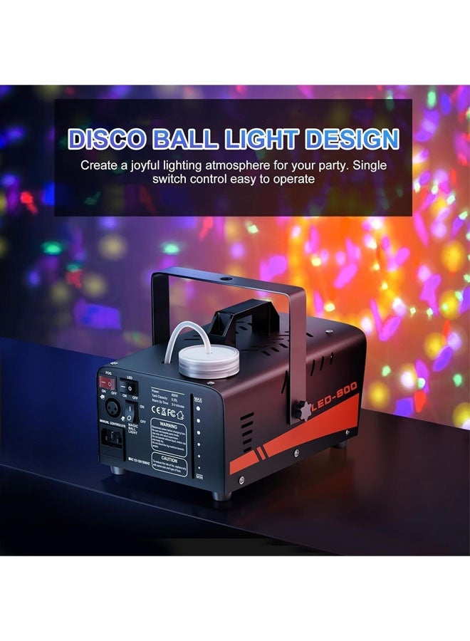 L&E Smoke Machine, Fog Machine with Disco Ball Lights, 600W and 3000CFM with 13 Colorful LED Lights Effect, Wireless Remote Control, Suitable for Parties, Wedding, Halloween, and DJ Stage - Image 3