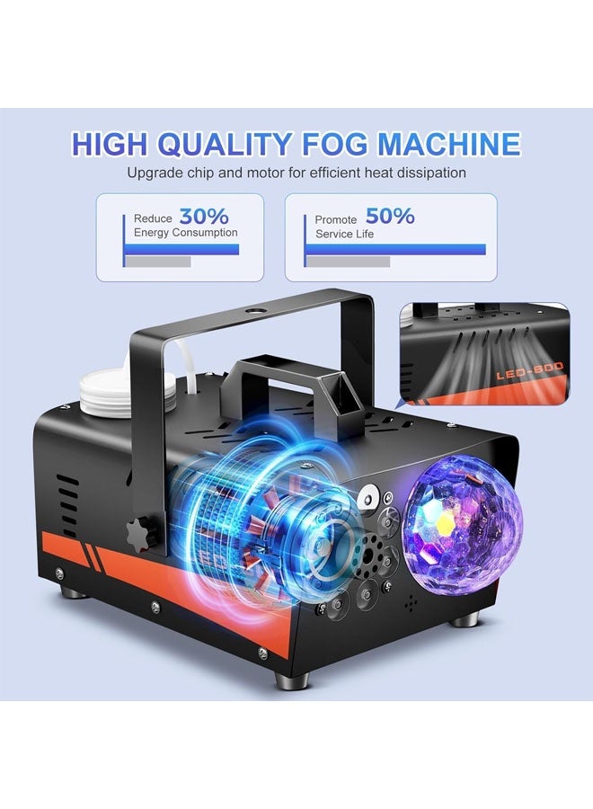 L&E Smoke Machine, Fog Machine with Disco Ball Lights, 600W and 3000CFM with 13 Colorful LED Lights Effect, Wireless Remote Control, Suitable for Parties, Wedding, Halloween, and DJ Stage - Image 5