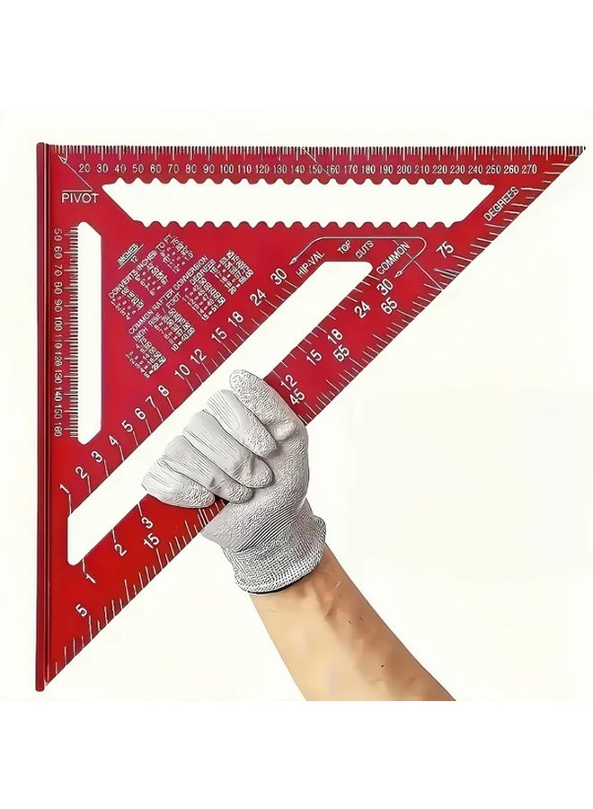 12 Inch Red Aluminum Alloy Triangle Square High Precision Woodworking Tool - Image 2