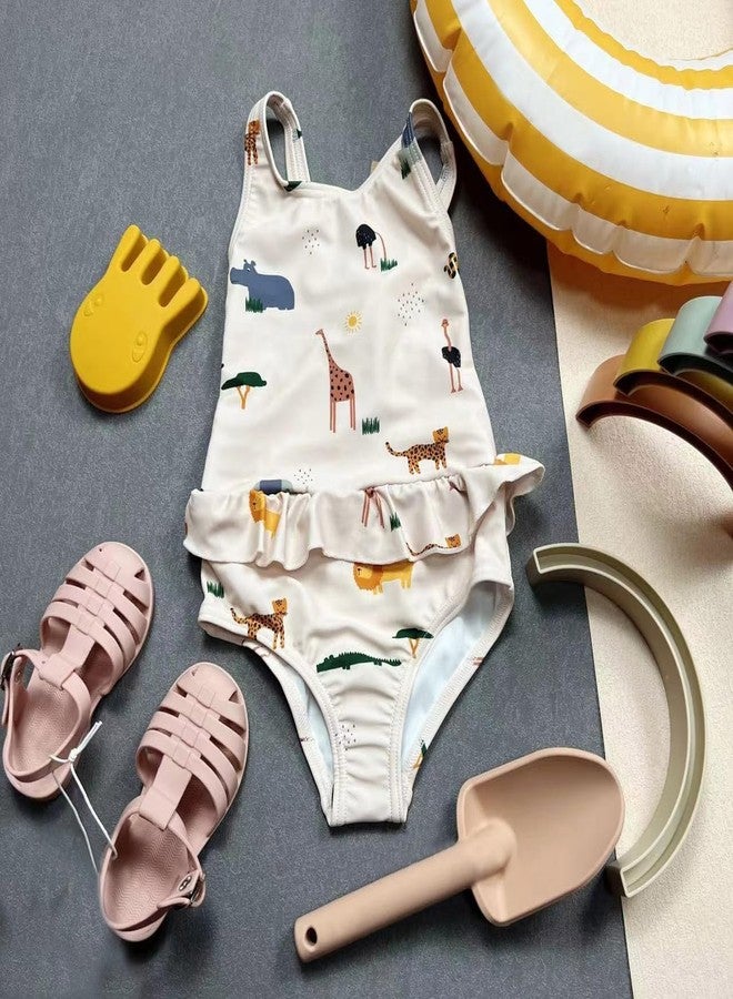LDIOIF Toddler Girls One Piece Swimsuit Criss Cross Backless Bathing Suit Giraffe Leopard Swimwear with Ruffles 18-24 Months - Image 3