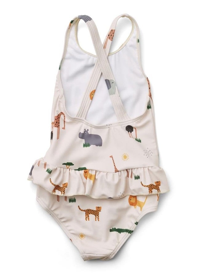 LDIOIF Toddler Girls One Piece Swimsuit Criss Cross Backless Bathing Suit Giraffe Leopard Swimwear with Ruffles 18-24 Months - Image 4