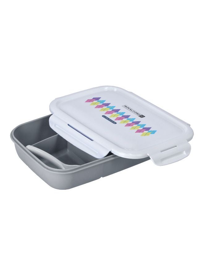 Royalford Airtight Lunch Box With Spoon Blue With White/Grey With White-Assorted 1.35Liters - Image 3