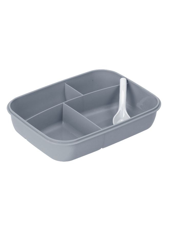 Royalford Airtight Lunch Box With Spoon Blue With White/Grey With White-Assorted 1.35Liters - Image 2