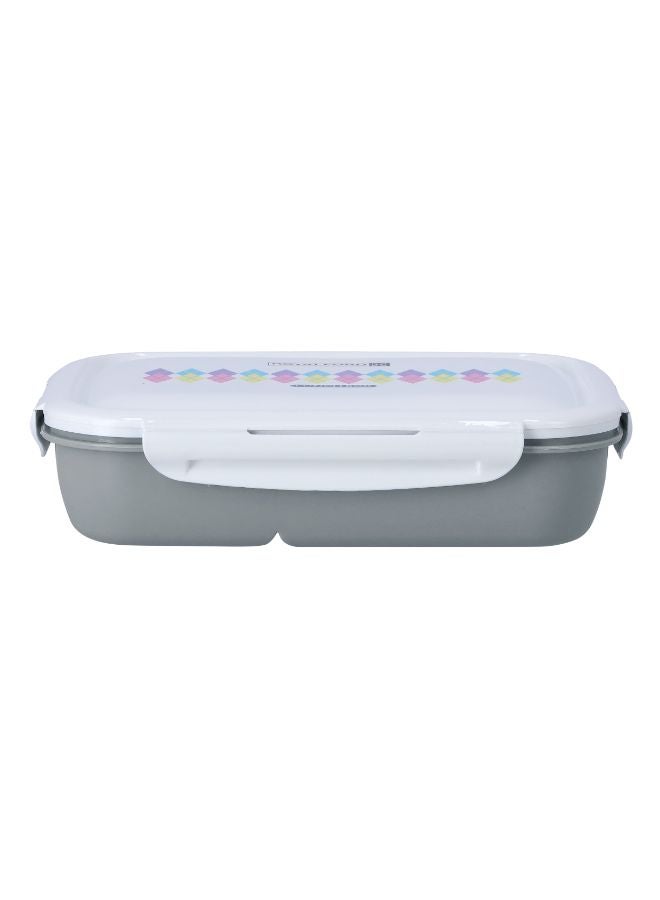 Royalford Airtight Lunch Box With Spoon Blue With White/Grey With White-Assorted 1.35Liters - Image 1