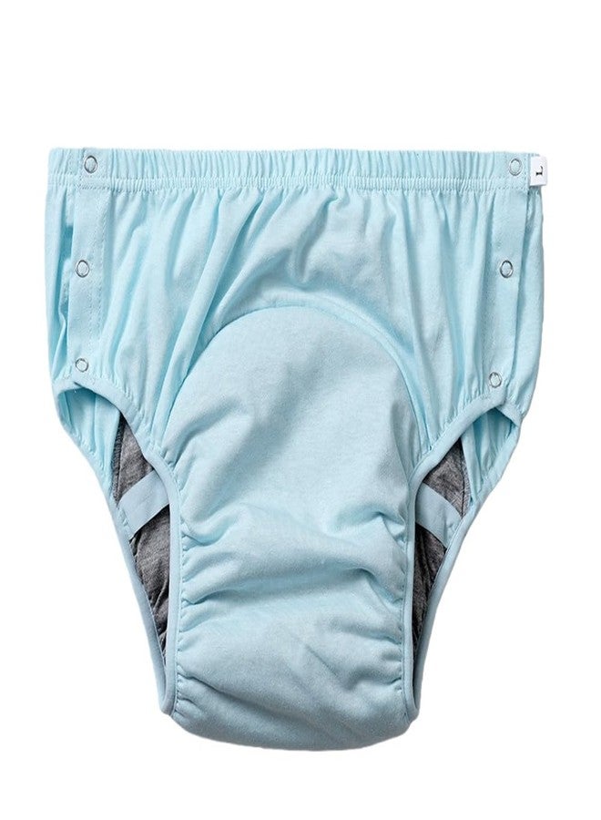 Exclen Women's Leakproof Care Briefs, Reusable Cotton Incontinence Underwear, Side Snap Closures for Post-Operative & Bedridden Seniors, Washable (Blue, Large - Image 1