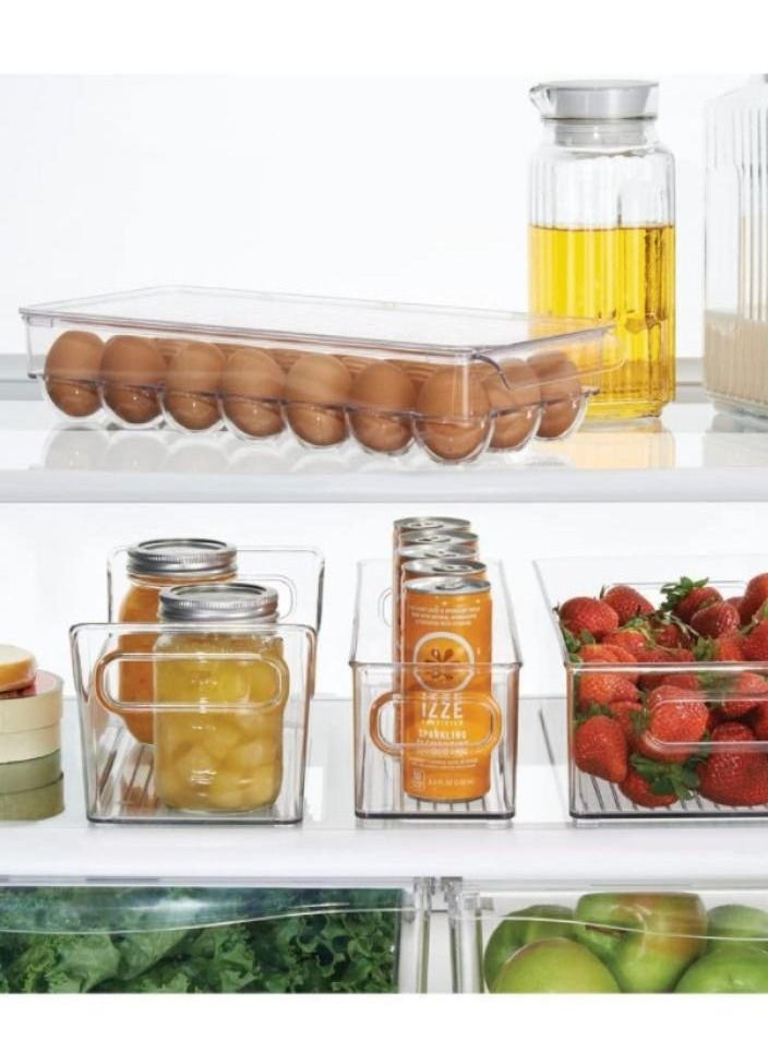 Alissa Clear Plastic Egg Holder for Refrigerator – Set of 2 Stackable Bins with Lid & Handle, Holds 21 Eggs Each – Fridge Storage Organizer for Kitchen (14.57x6.25x3 in)  - Image 3