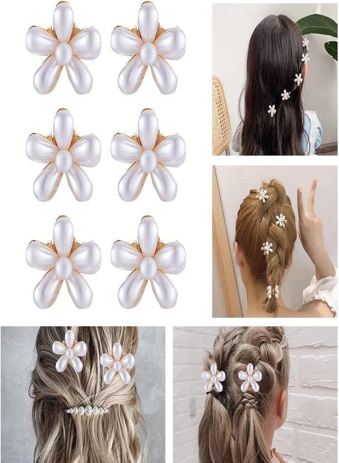 مشابك شعر صغيرة بتصميم زهور لطيفة من WECROO للفتيات والسيدات، إكسسوارات شعر زهرية، مشابك شعر صغيرة على الطراز الكوري بتصميم زهرة الأقحوان (أبيض، عبوة من 12 قطعة) - Image 5
